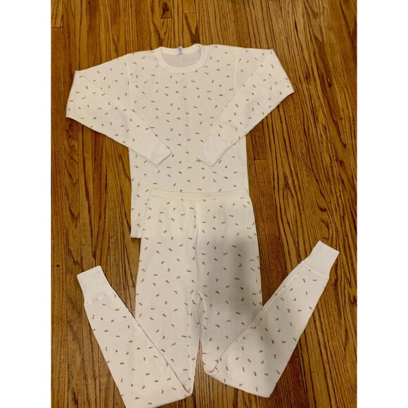 VTG 60s Lady Arctex S Rose Floral Thermal Long John Shirt Pants SET Waffle Under - Picture 7 of 11